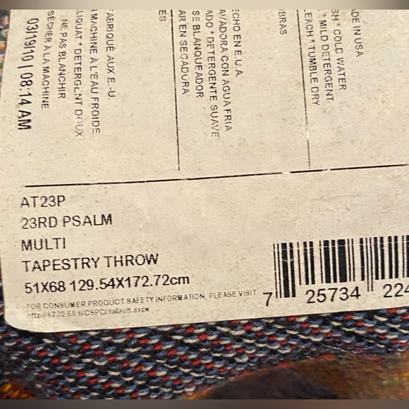 THE MANUAL WOODWORKERS & WEAVERS 23RD PSALMS TAPESTRY THROW. 50 x 60 - Picture 11 of 11